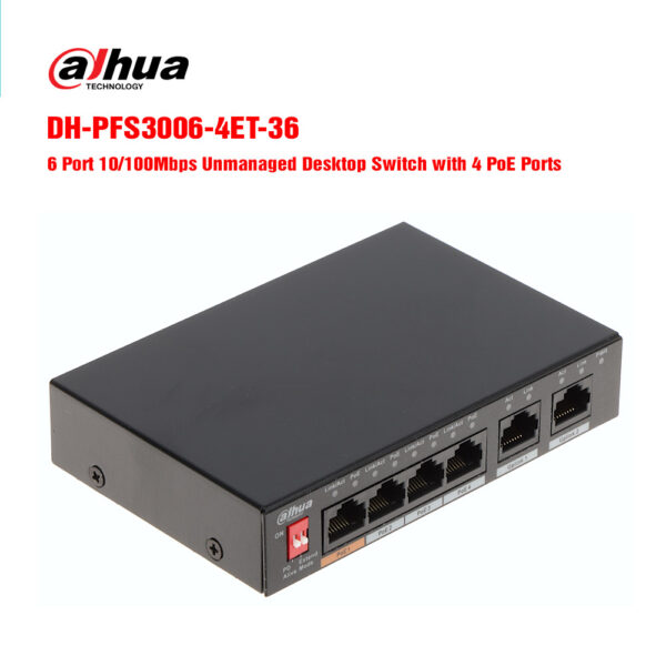 Switch PoE Dahua DH-PFS3006-4ET-60 4 port, 60W, cấp nguồn camera IP