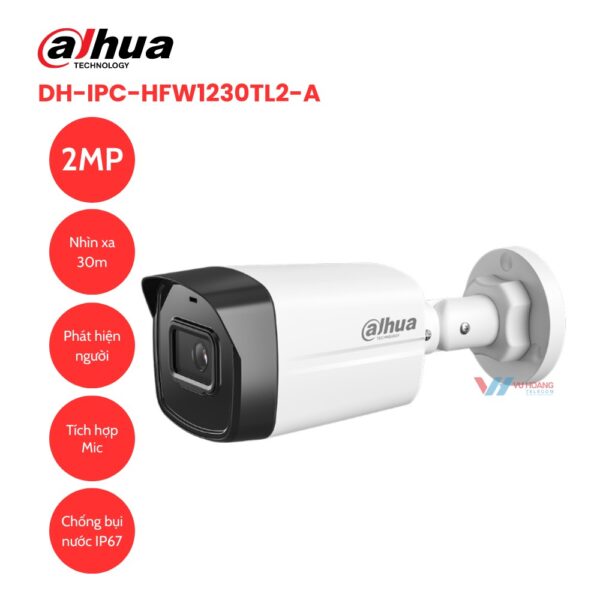 Camera IP Dahua DH-IPC-HFW1230TL2-A 2MP Hồng Ngoại Thân Trụ