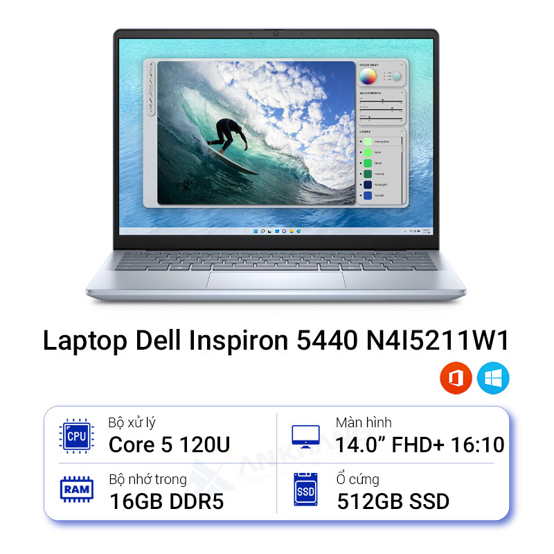 Laptop Dell Inspiron 14 5440 - N4I5211W1 (Core 5 120U, 16GB, 512GB, Full HD+, OfficeHS, Win11)