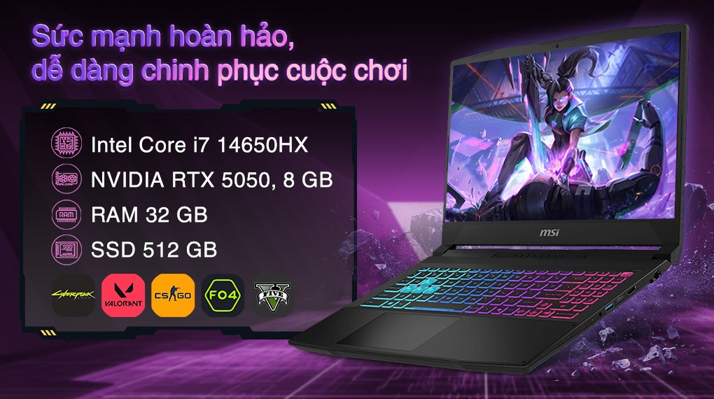 MSI Katana 15 B14WEK – i7-14650HX | RTX 5050 | 32GB | 512GB | 15.6″ QHD 165Hz