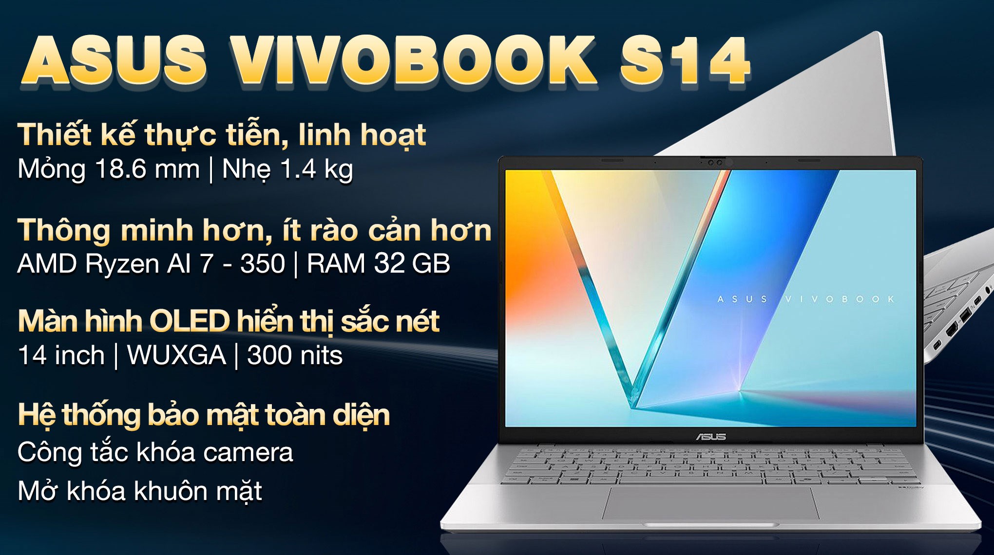 ASUS Vivobook 14 Ryzen AI 7 350 RAM 32GB SSD 512GB 14
