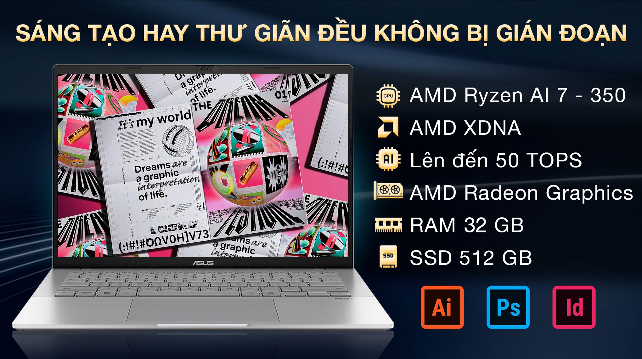 ASUS Vivobook 14 Ryzen AI 7 350 RAM 32GB SSD 512GB 14