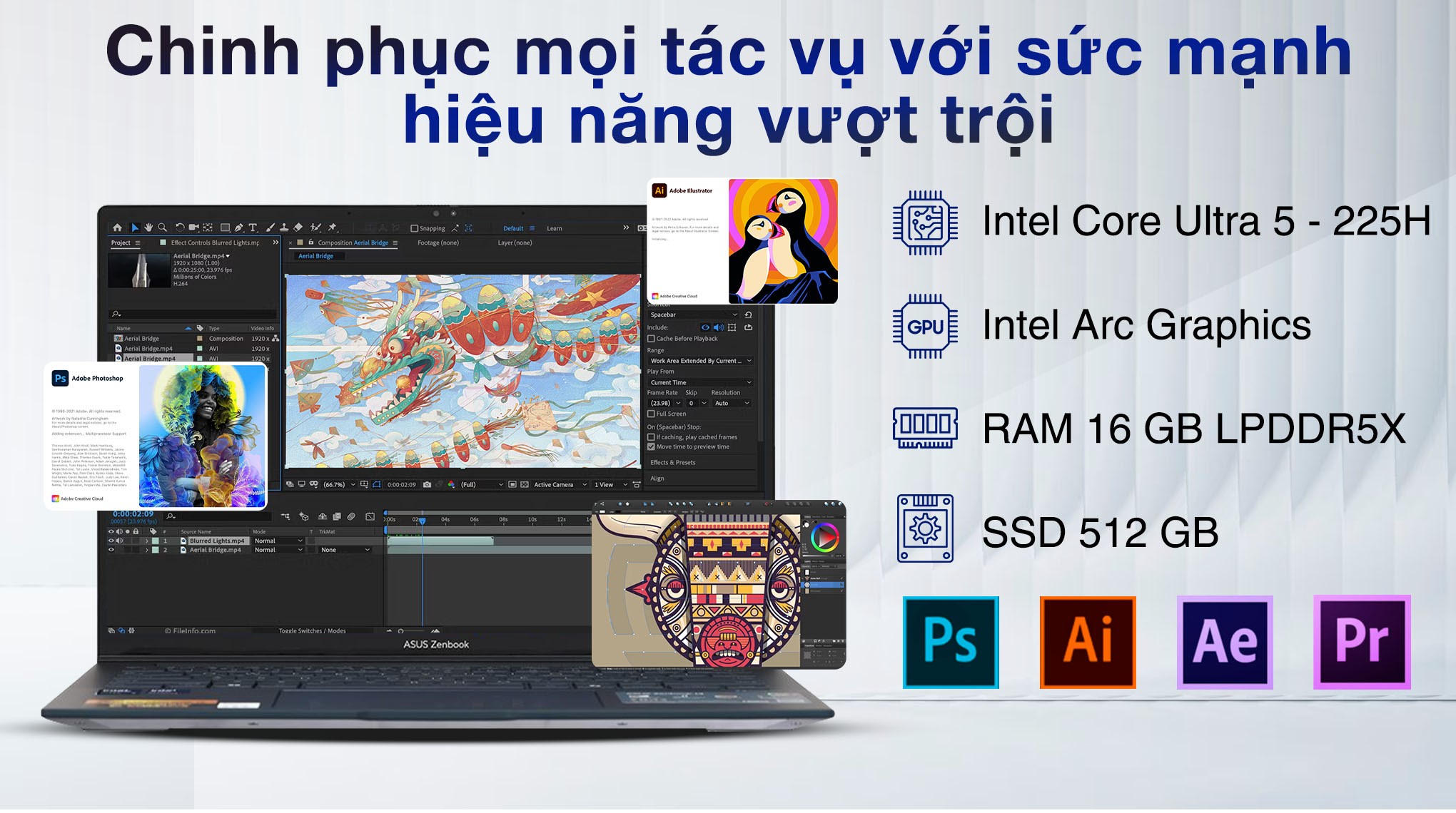 Laptop ASUS UX3405C UX3405CA – 14″ 3K OLED, 16GB, 512GB, Touch, WiFi7, Bút, Xanh