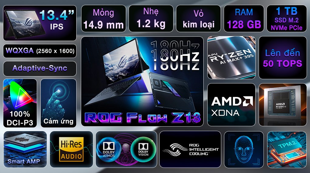 ASUS ROG Flow Z13 GZ302EA – Ryzen AI MAX+ 395 | 128GB | 1TB | 13.4″ WQXGA 180Hz Touch