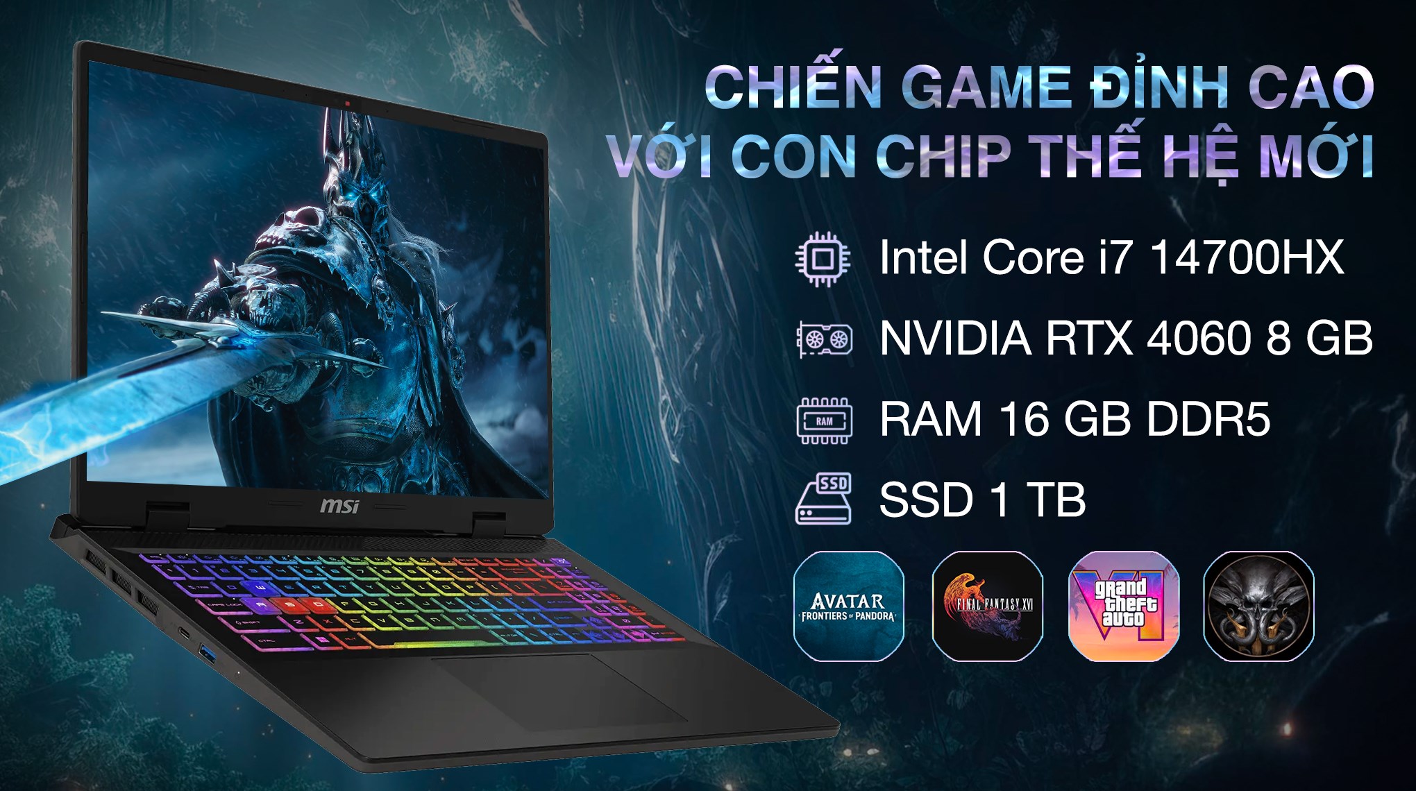 MSI Sword 16 HX B14VFKG – i7-14700HX | RTX 4060 | 16GB | 1TB | 16″ QHD+ 240Hz