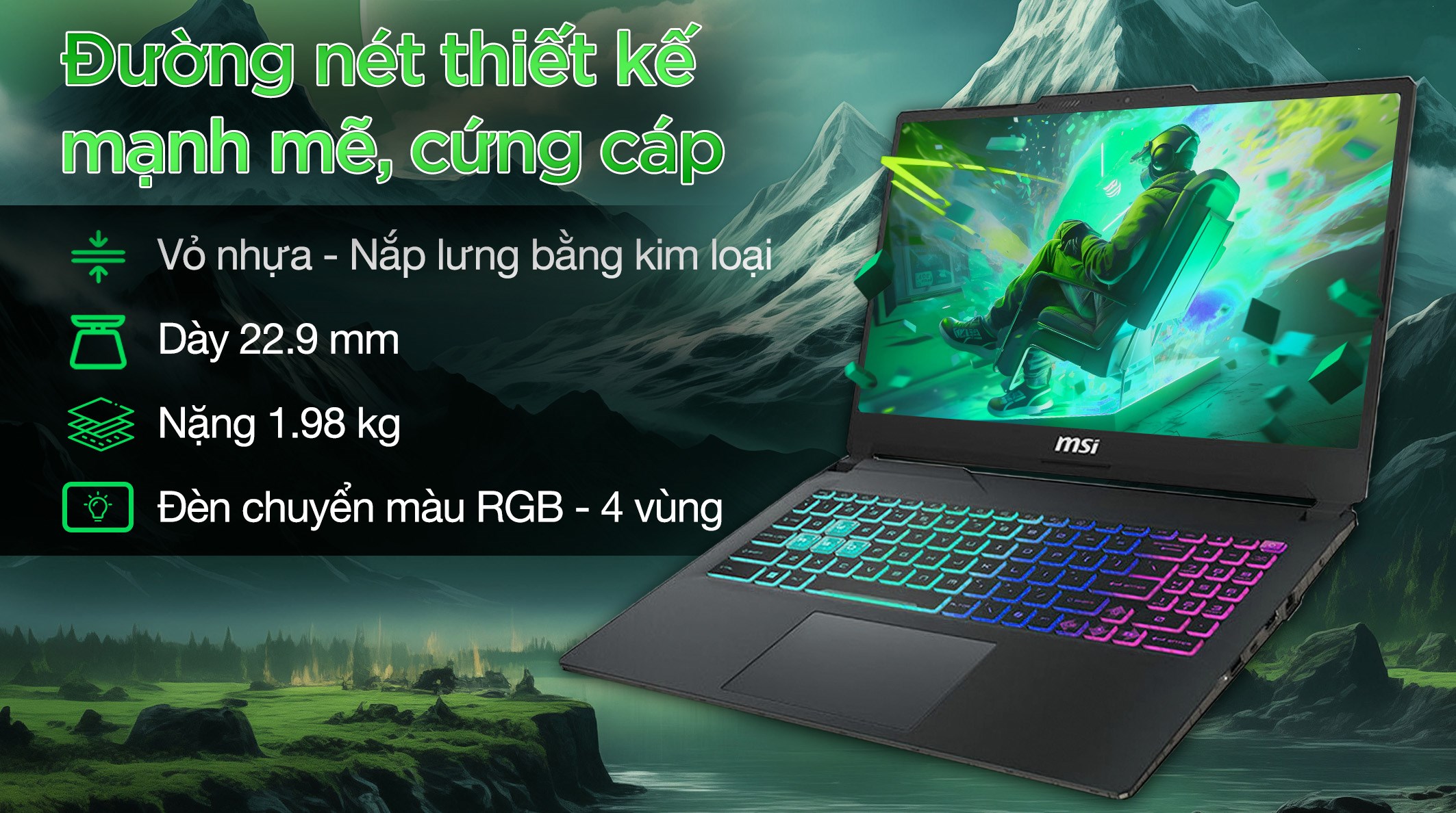MSI Cyborg 15 A13VEK – i7-13620H | RTX 4050 | 16GB | 512GB | 15.6″ 144Hz