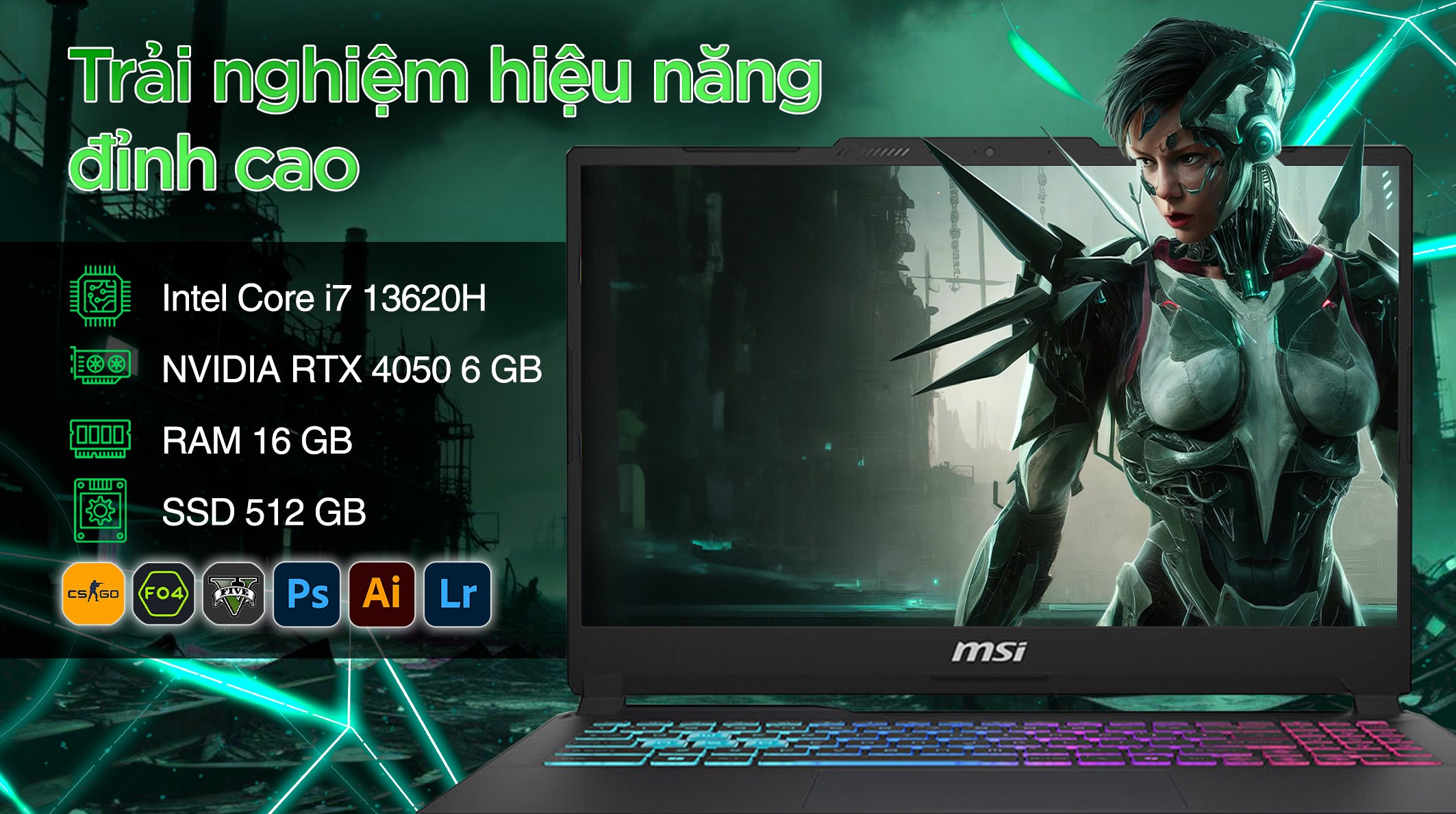 MSI Cyborg 15 A13VEK – i7-13620H | RTX 4050 | 16GB | 512GB | 15.6″ 144Hz
