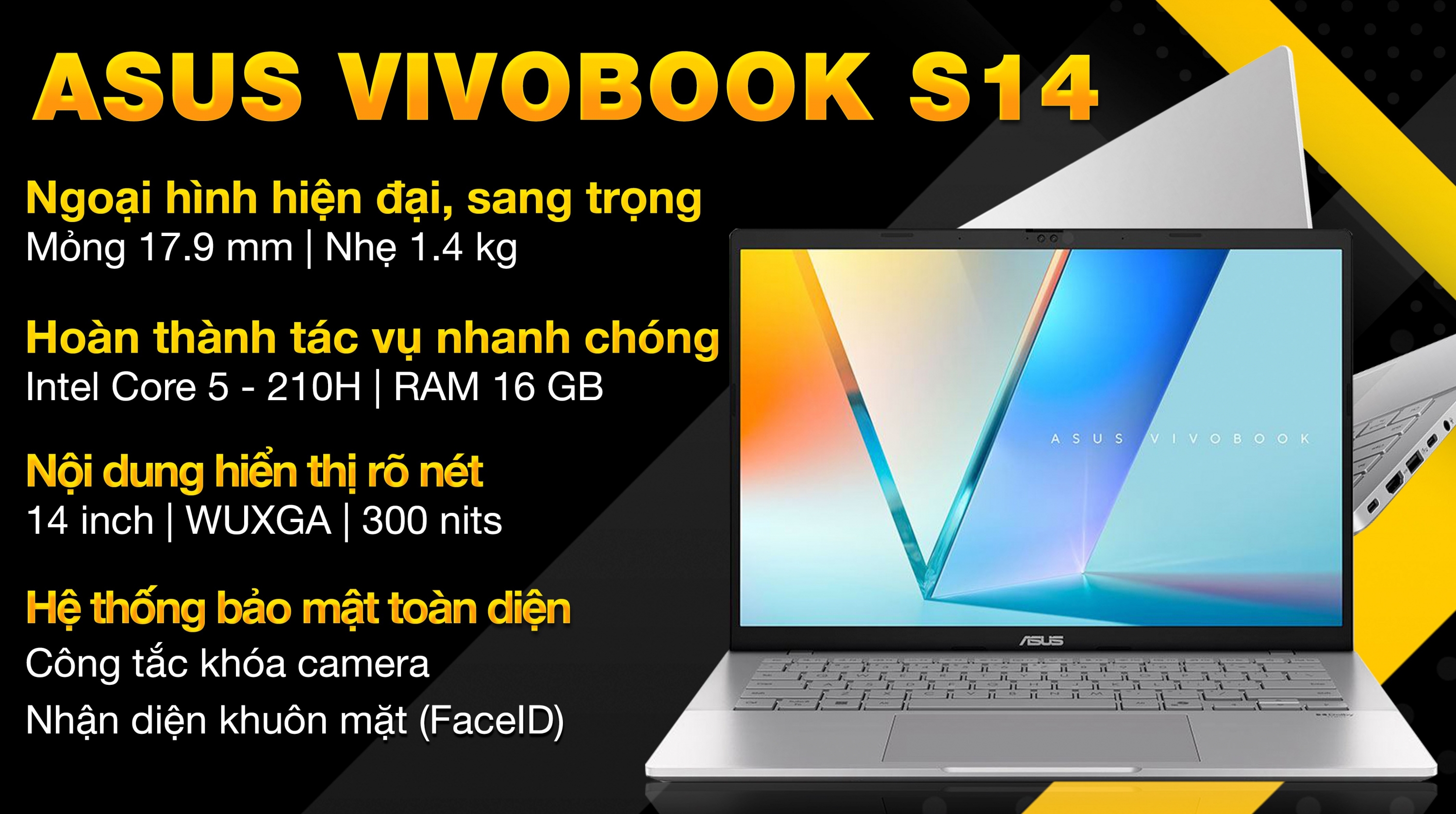 ASUS Vivobook S14 S3407 Core 5-210H RAM 16GB SSD 512GB 14