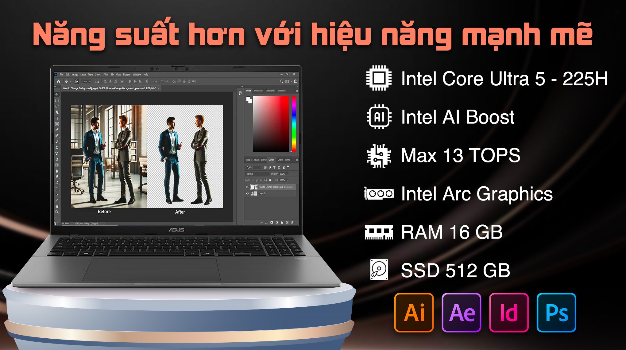 ASUS Vivobook 16 S3607 Ultra 5-225H RAM 16GB SSD 512GB 16