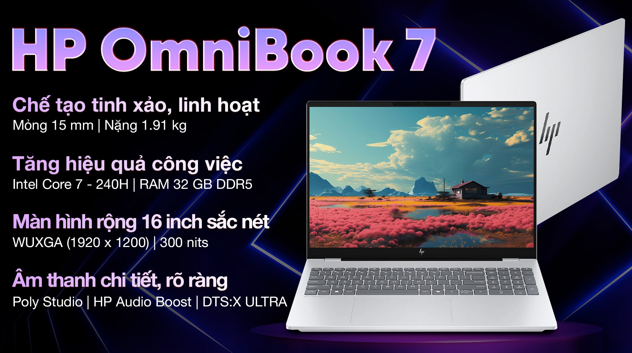 HP OmniBook 7 AI 16 Core 7-240H RAM 32GB SSD 512GB 16