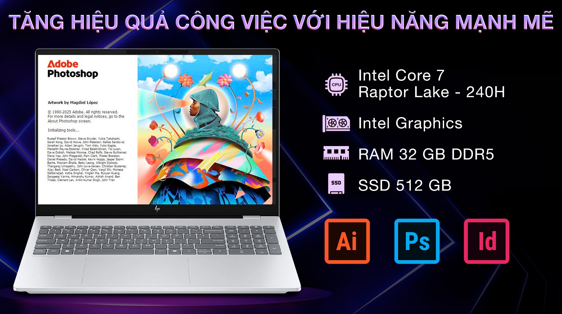 HP OmniBook 7 AI 16 Core 7-240H RAM 32GB SSD 512GB 16