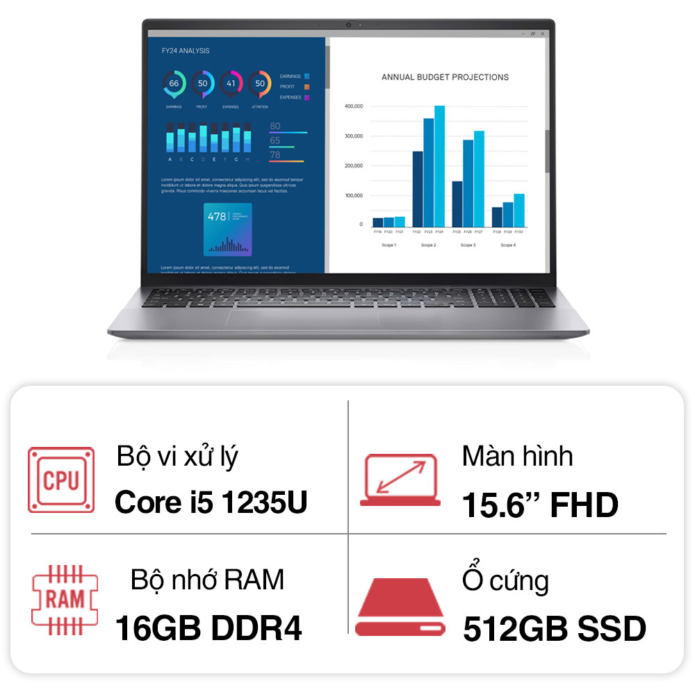 Laptop Dell Vostro 3520 71030559 i5 1235U| 16GB| 512GB SSD|15.6 inch FHD|Win 11| Office| Titan Grey