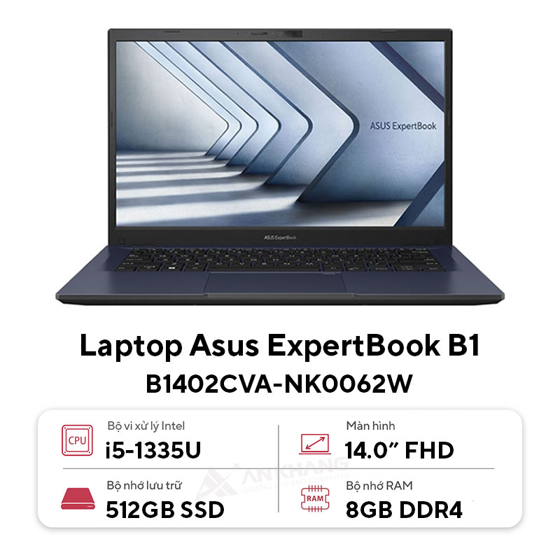 Laptop Asus ExpertBook B1402CVA-NK0062W (i5 1335U/ 8GB/ 512GB SSD/ 14 inch FHD/ Win11/ Black)