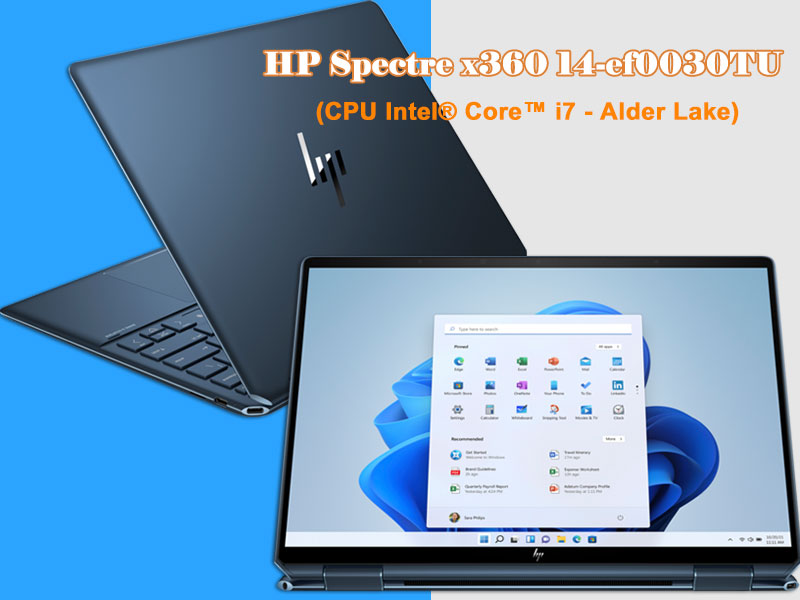 Laptop HP Spectre x360 14-ef0030TU 6K773PA (Core i7-1255U | 16GB | 1TB | Intel® Iris® Xᵉ | 13.5 inch 3K2K - cảm ứng | Windows 11 Home | Nocturne Blue