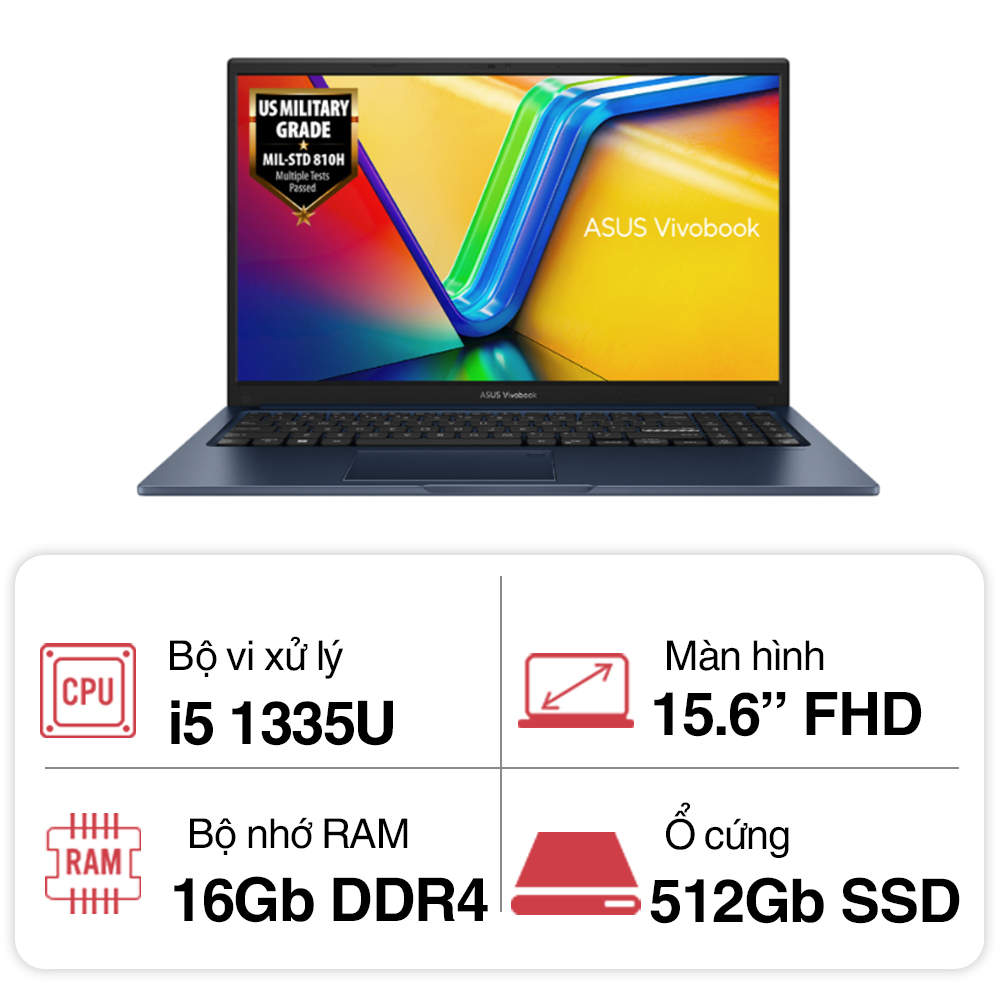 Laptop Asus Vivobook 15 X1504VA-NJ070W (i5 1335U/ 16GB/ 512GB SSD/ 15.6 inch FHD/ Win11/ Blue)