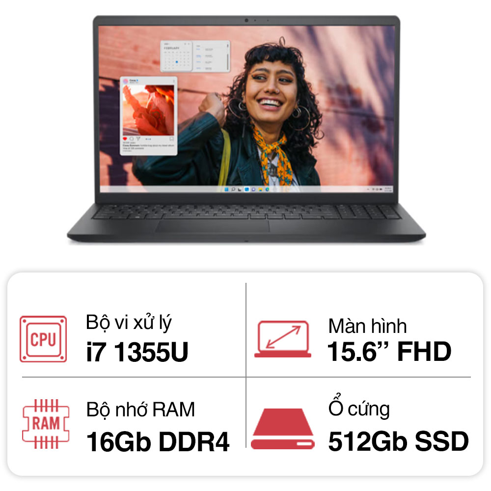 Laptop Dell Inspiron 3530 71026454 (i7 1355U/ 16GB/ 512GB SSD/15.6 inch FHD/Win 11/ Office/ Black/1Y)