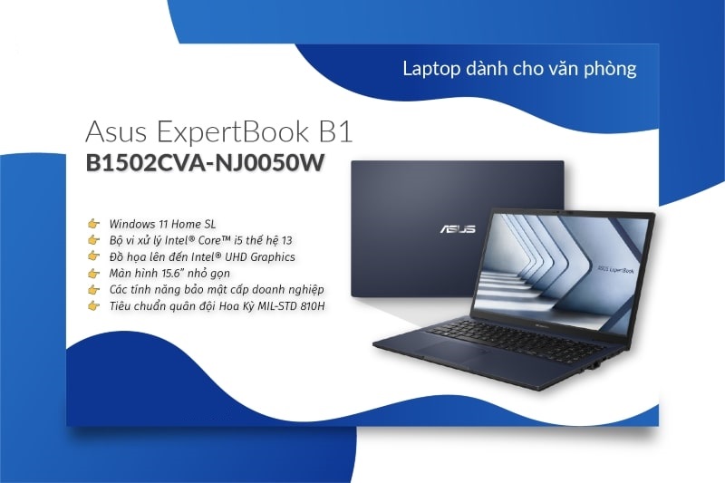 Laptop ASUS ExpertBook B1 B1502CVA-NJ0050W (Intel Core i5-1335U | 8GB DDR4 | 512GB | Intel UHD Graphics | 15.6 inch FHD | Windows 11 Home | Đen)