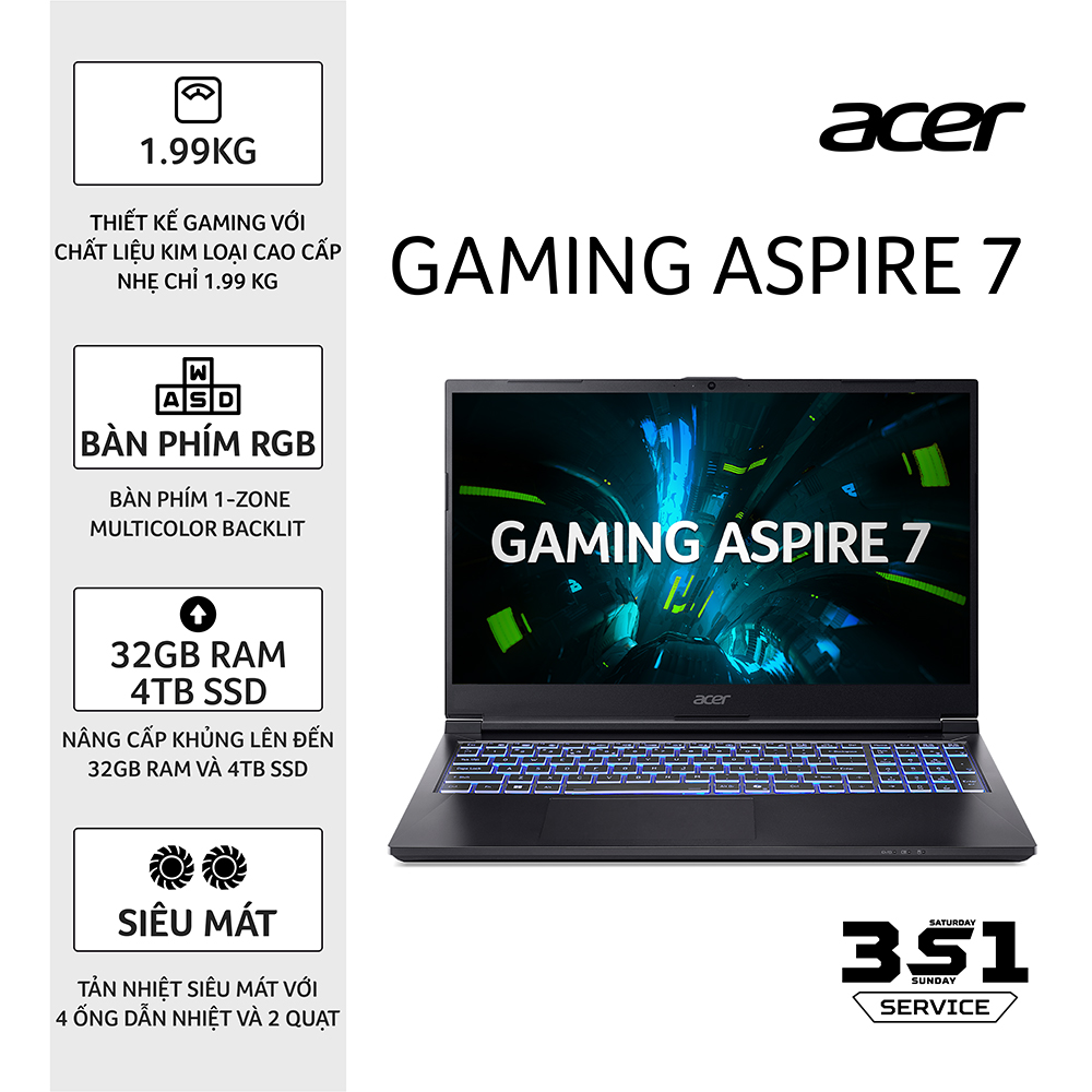 Acer Aspire 7 A715-59G – i5-12450H | RTX 2050 | 15.6″ FHD 144Hz | Win 11