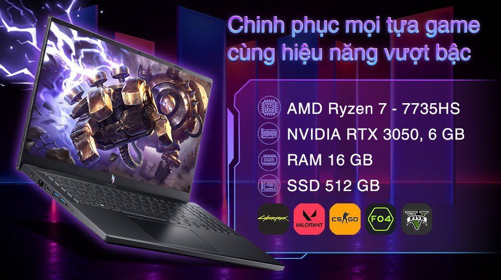 Acer Nitro V 15 ANV15-41-R0FE – R7 7735HS | RTX 3050 | 15.6″ FHD 180Hz | Win 11