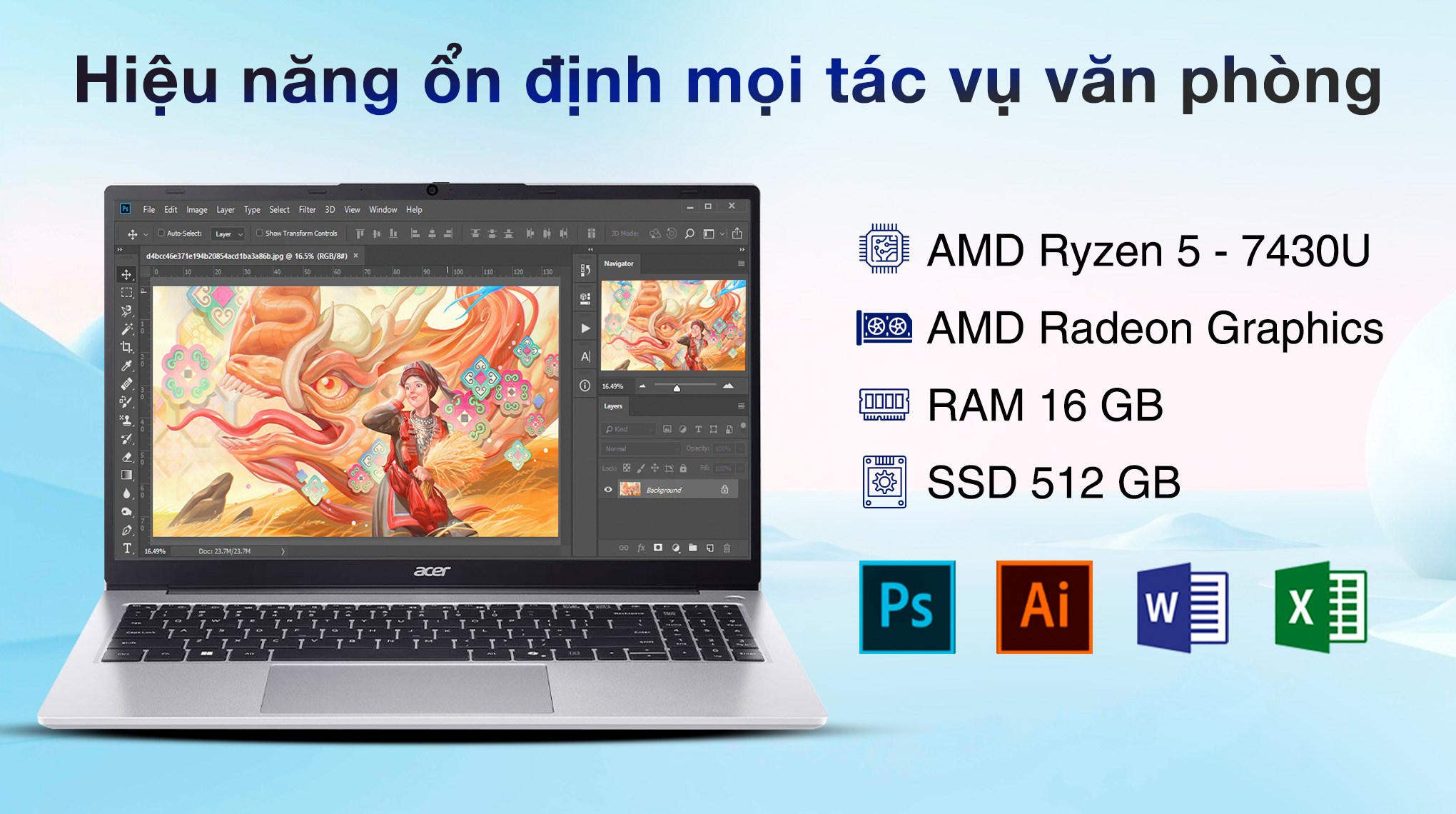 Acer Aspire Lite 15 AL15-42P – R5-7430U | 16GB | 512GB | 15.6″ FHD | Win 11 + Office 2024