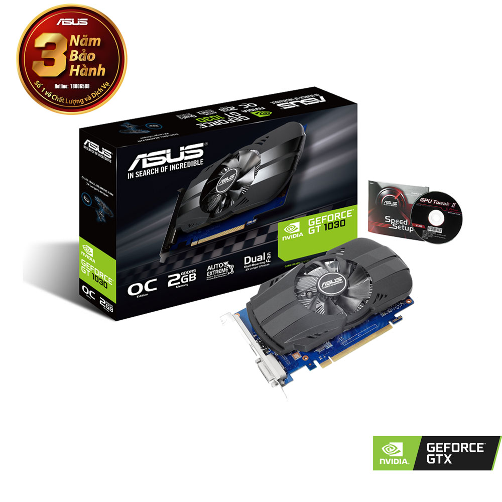 VGA ASUS PH‑GT1030‑02G – Card đồ họa NVIDIA GeForce GT1030 2GB DDR5