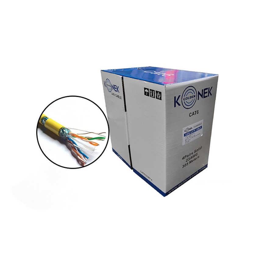 Cáp Mạng Golden Konek Cat6 UTP ECO 305m Màu Trắng Đồng Chính Hãng