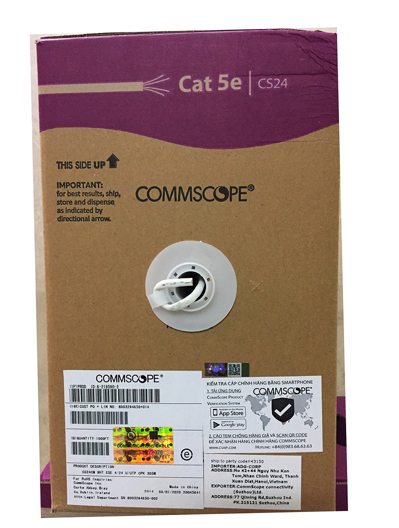 Cáp Mạng Cat5e UTP CommScope 6-0219590-2 Chính Hãng 305m