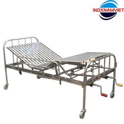 Giường bệnh nhân inox 2 tay quay